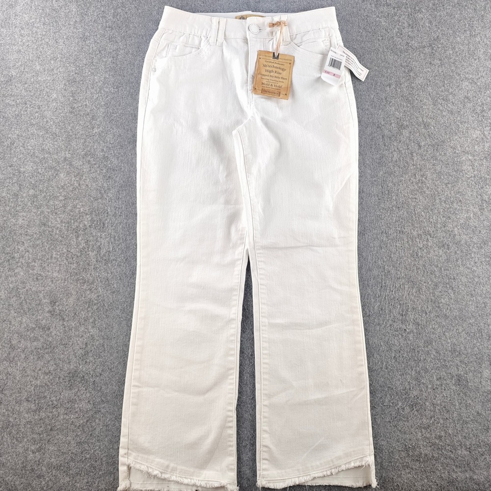 Democracy Cropped Itty Bitty Flare Jeans Womens Size 6 White Ab Technology NWT
